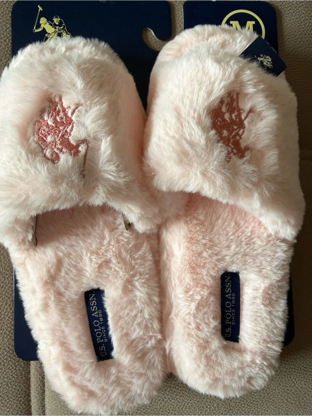 U.S. Polo Assn. Women’s Pink Plush Slide Slippers
